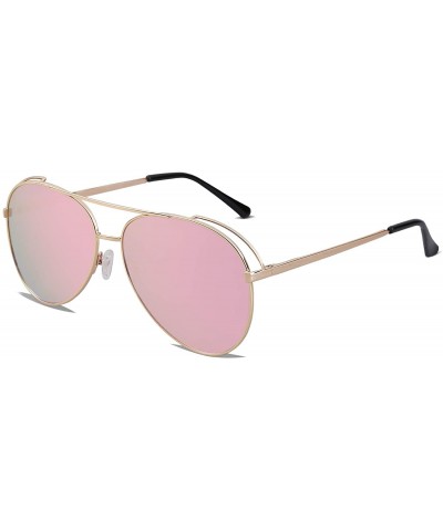 Round Polarized Oversized Aviator Sunglasses for Men Women Mirrored Lens MYSTYLE SJ1108 - C718LQUQXQX $13.79