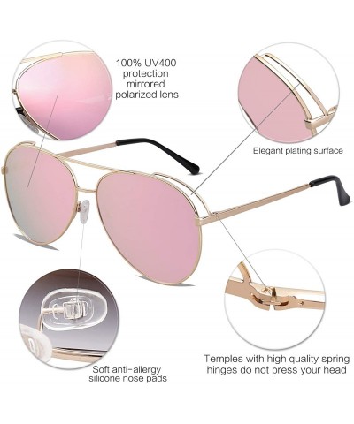 Round Polarized Oversized Aviator Sunglasses for Men Women Mirrored Lens MYSTYLE SJ1108 - C718LQUQXQX $13.79