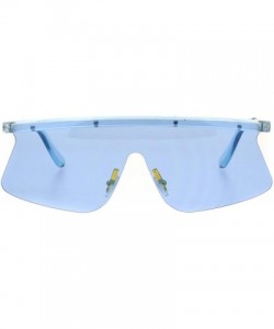 Goggle Vintage Goggle Style Sunglasses 80's Fashion Half Rim Shield Shades UV 400 - Blue - CF18I9S74ZH $10.56