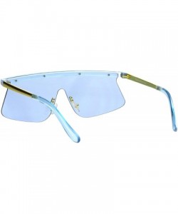 Goggle Vintage Goggle Style Sunglasses 80's Fashion Half Rim Shield Shades UV 400 - Blue - CF18I9S74ZH $10.56