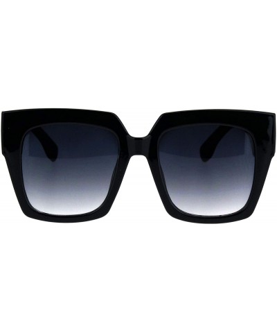 Rectangular Womens Thick Horn Rim Plastic Retro Fashion Sunglasses - Black Tortoise White - CY18L3KNEXU $12.39