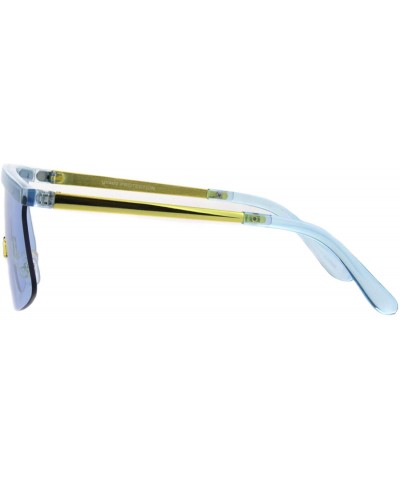 Goggle Vintage Goggle Style Sunglasses 80's Fashion Half Rim Shield Shades UV 400 - Blue - CF18I9S74ZH $10.56