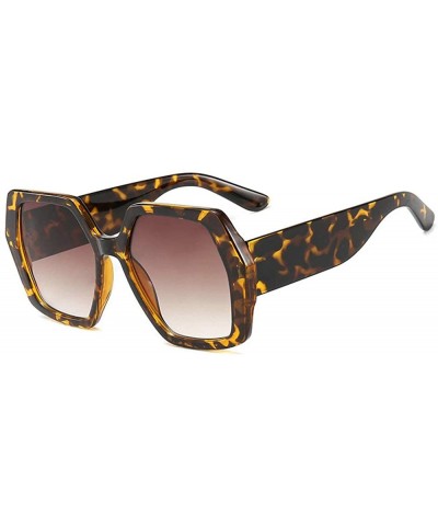 Square 2019 new fashion trend unisex big box square brand designer sunglasses UV400 with box - Leopard - CZ18SMX8URA $11.56