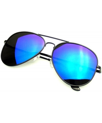 Aviator Thin Plastic Frame Mirror Blue Violet Lens Polarized Aviator Sunglasses - Polarized Lens - Black Blue - CT18E87GT0E $...