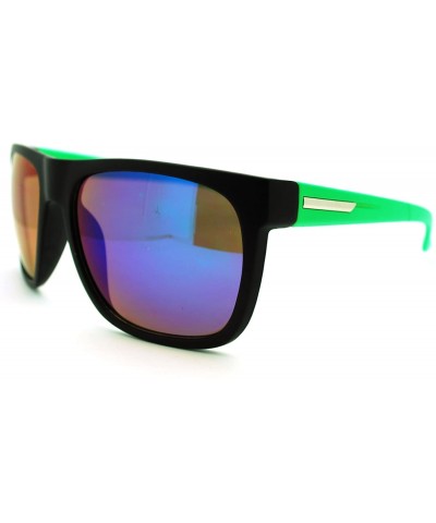 Square Sporty Fashion Sunglasses Square Matte Frame Multicolor Mirror Lens - Green - CA11LRZ0LUD $20.52