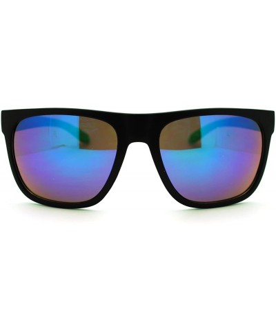 Square Sporty Fashion Sunglasses Square Matte Frame Multicolor Mirror Lens - Green - CA11LRZ0LUD $10.93