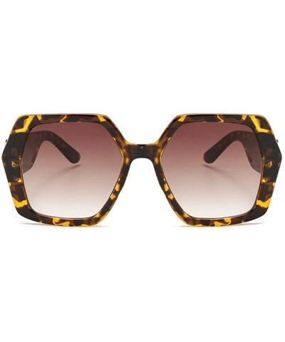 Square 2019 new fashion trend unisex big box square brand designer sunglasses UV400 with box - Leopard - CZ18SMX8URA $11.56