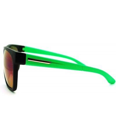 Square Sporty Fashion Sunglasses Square Matte Frame Multicolor Mirror Lens - Green - CA11LRZ0LUD $10.93