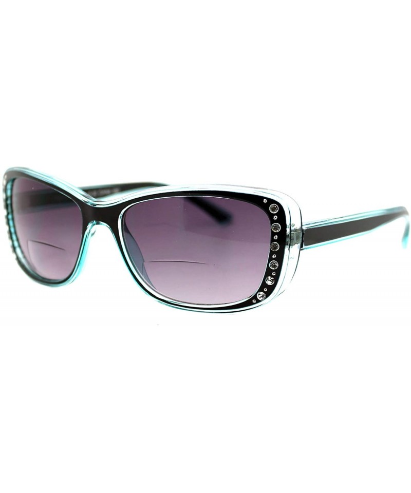 Rectangular Womens Bifocal Reading Lens Sunglasses Rhinestone Rectangular Frame - Blue - CG18IEUOIOL $10.05