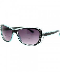 Rectangular Womens Bifocal Reading Lens Sunglasses Rhinestone Rectangular Frame - Blue - CG18IEUOIOL $10.05