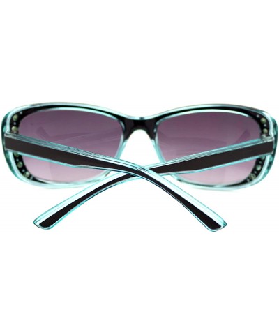 Rectangular Womens Bifocal Reading Lens Sunglasses Rhinestone Rectangular Frame - Blue - CG18IEUOIOL $10.05