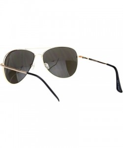 Aviator Mens Color Mirror Classic Pilots Metal Rim Officer Style Sunglasses - Gold Blue - CT18L948038 $7.69