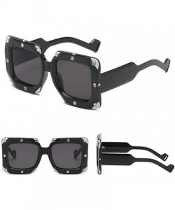 Square Oversized Sunglasses for Women Square Thick Frame Shiny Rhinestone Shades Polarized Eyewear UV Protection - F - CS194K...