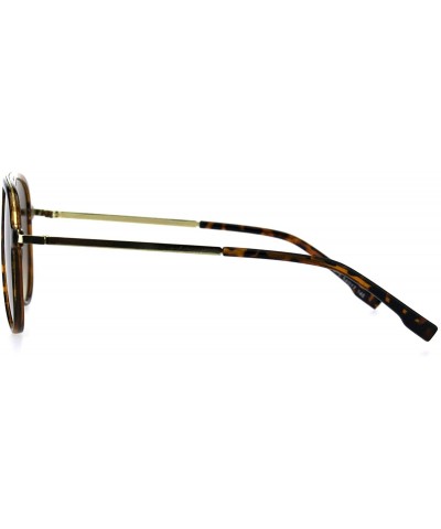 Sport Mens Flat Top Plastic Racer Keyhole Mod Sunglasses - Tortoise Brown - CG18HIA4QKY $14.21
