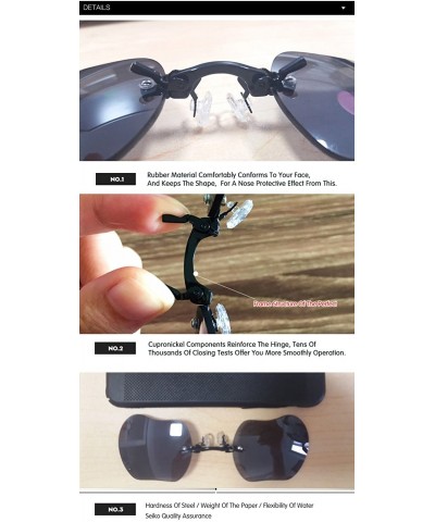 Rimless Retro Round Clip On Nose Sunglasses Matrix Morpheus Movie rimless - Black - C418CWW8UMX $11.20