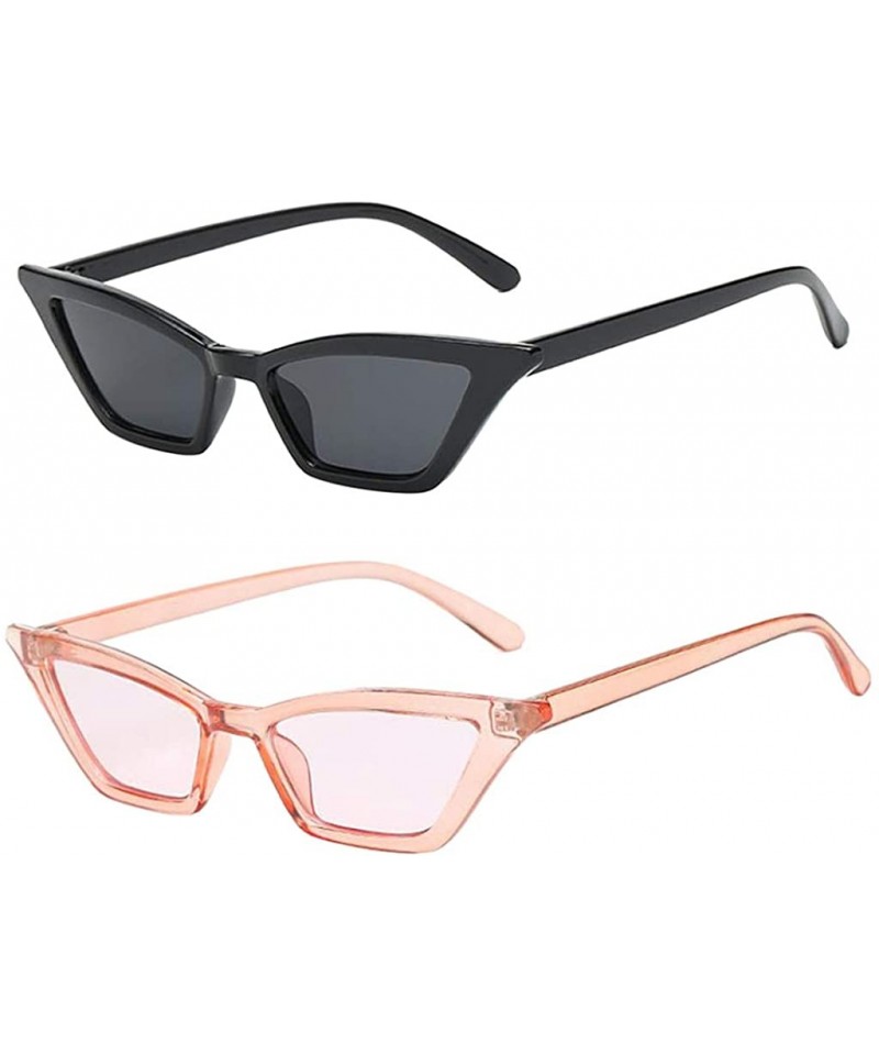 Cat Eye 2pcs Womens Vintage Sunglasses Ladies Classic Outdoor Cat Eye Eyewear Full UV400 - CE190C7OAA8 $16.16