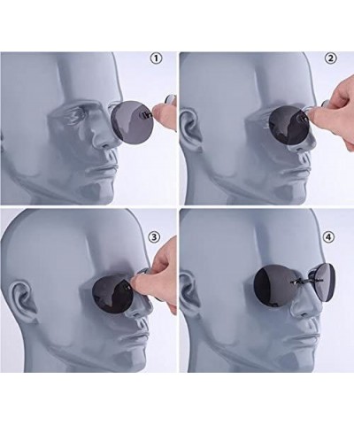Rimless Retro Round Clip On Nose Sunglasses Matrix Morpheus Movie rimless - Black - C418CWW8UMX $11.20