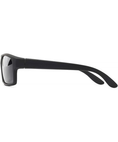 Square Sunglass Warehouse Urban- Polarized Plastic Square Men's Full Frame Sunglasses - Black Frame With Green Lenses - C212O...