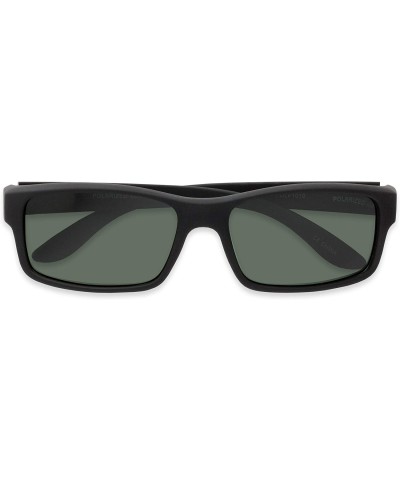 Square Sunglass Warehouse Urban- Polarized Plastic Square Men's Full Frame Sunglasses - Black Frame With Green Lenses - C212O...