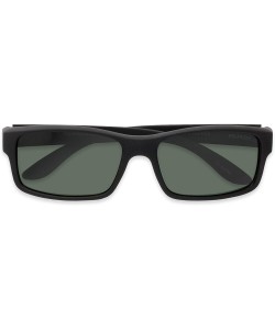 Square Sunglass Warehouse Urban- Polarized Plastic Square Men's Full Frame Sunglasses - Black Frame With Green Lenses - C212O...