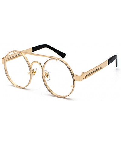 Round Unisex Fashion Sunglasses for Driving-Travel Outdoor Activites UV400 Eyewear - C5-gold Frame Flat Film - CU18X56WQW8 $4...