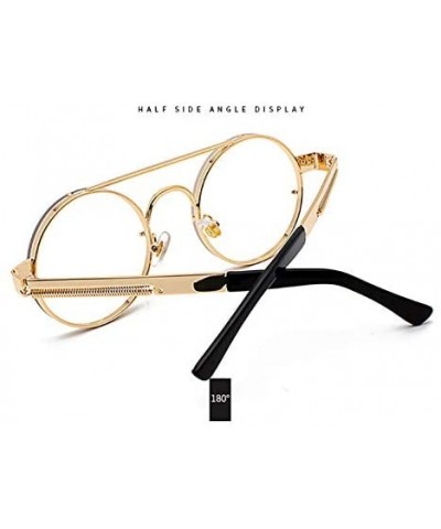 Round Unisex Fashion Sunglasses for Driving-Travel Outdoor Activites UV400 Eyewear - C5-gold Frame Flat Film - CU18X56WQW8 $2...