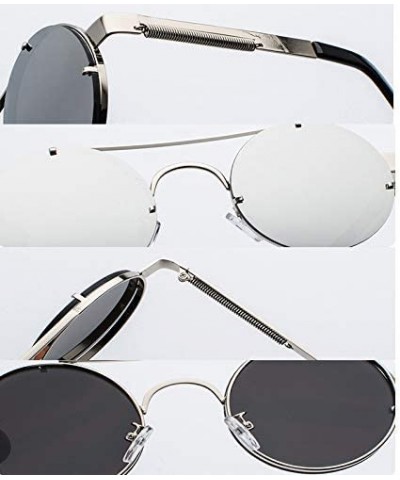 Round Unisex Fashion Sunglasses for Driving-Travel Outdoor Activites UV400 Eyewear - C5-gold Frame Flat Film - CU18X56WQW8 $2...