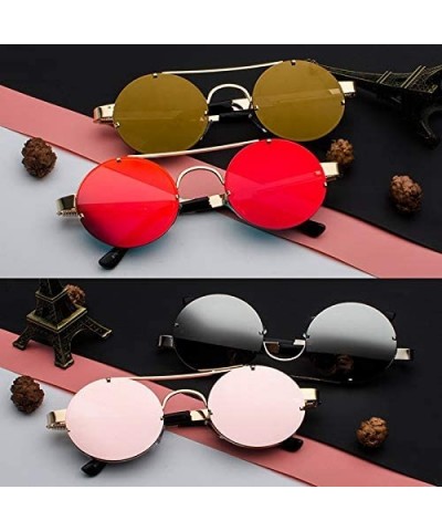 Round Unisex Fashion Sunglasses for Driving-Travel Outdoor Activites UV400 Eyewear - C5-gold Frame Flat Film - CU18X56WQW8 $2...