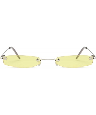 Oval Vintage Small Sunglasses Rectangular Metal Rimless for Men and women - Light Yellow - CM18G7AZ9QU $9.44