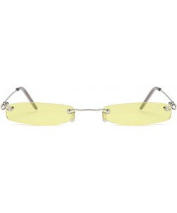 Oval Vintage Small Sunglasses Rectangular Metal Rimless for Men and women - Light Yellow - CM18G7AZ9QU $9.44