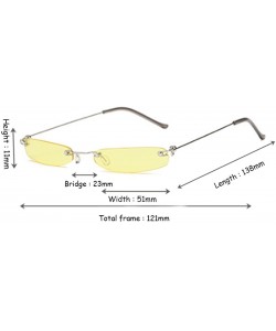 Oval Vintage Small Sunglasses Rectangular Metal Rimless for Men and women - Light Yellow - CM18G7AZ9QU $9.44