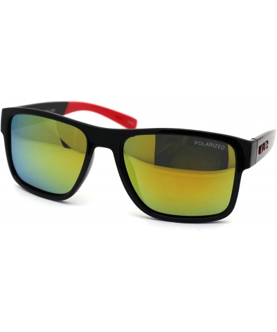 Sport Mens Color Mirror Kush Sport Rectangular Horn Rim Sunglasses - Black Red Yellow Mirror - CC18ZDYU9D8 $14.03