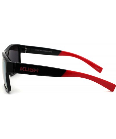Sport Mens Color Mirror Kush Sport Rectangular Horn Rim Sunglasses - Black Red Yellow Mirror - CC18ZDYU9D8 $14.03