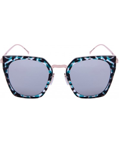 Oversized Oversized Cat Eye Optical Frame w/Flat Mirror Lens 32203-O-FLKGM - Blue Demi Rose Gold - CZ12NVHCF5Q $11.32