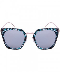 Oversized Oversized Cat Eye Optical Frame w/Flat Mirror Lens 32203-O-FLKGM - Blue Demi Rose Gold - CZ12NVHCF5Q $11.32