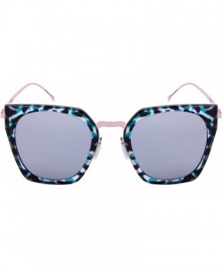 Oversized Oversized Cat Eye Optical Frame w/Flat Mirror Lens 32203-O-FLKGM - Blue Demi Rose Gold - CZ12NVHCF5Q $11.32