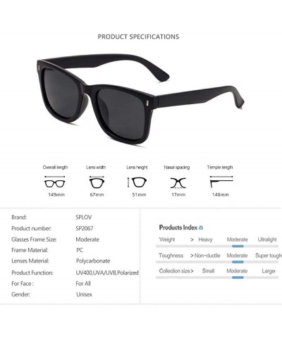 Aviator Fashion Polarized Sunglasses Vintage Square Men Women Driving W1 SandBlack Grey - W3 Brightblack Grey - CJ18YQUNKG0 $...