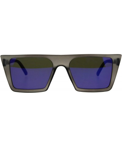 Cat Eye Womens Color Mirror Squared Flat Top Goth Cat Eye Sunglasses - Grey Blue - CQ189U5N0I9 $8.02