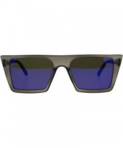 Cat Eye Womens Color Mirror Squared Flat Top Goth Cat Eye Sunglasses - Grey Blue - CQ189U5N0I9 $8.02