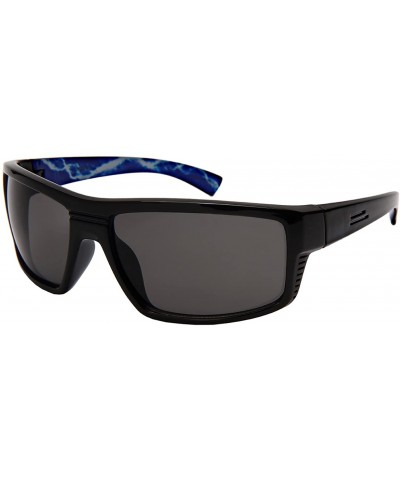 Wrap Sporty Wrap Sunglasses w/Color Mirrored or Solid Lens 570081 - Black+blue - C81853NNDUZ $7.56
