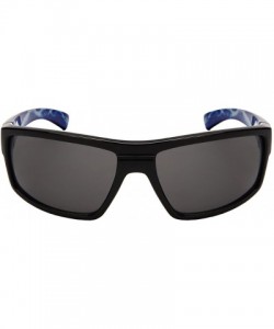 Wrap Sporty Wrap Sunglasses w/Color Mirrored or Solid Lens 570081 - Black+blue - C81853NNDUZ $7.56
