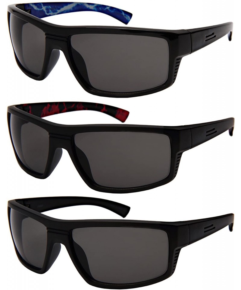 Sporty Wrap Sunglasses w/Color Mirrored or Solid Lens 570081 - Black ...