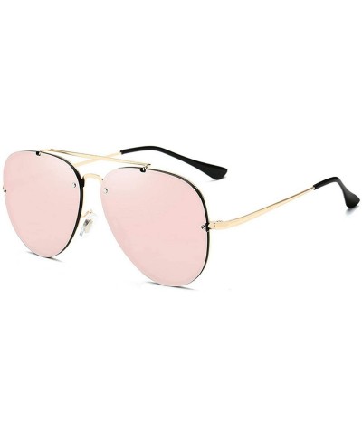 Semi-rimless Men Women Lens Oversized Sun Glasses Fashion Retro Round Sunglasses Vintage Luxury Mirror - 8 - CF198ZS6STA $34.80