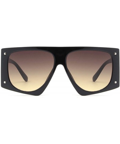 Oversized Oversized Square Sunglasses for Women Man Fashion Leopard Flat Top Sun Glasses - Black - CS18WSO5AX2 $10.72