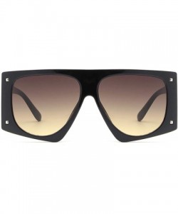 Oversized Oversized Square Sunglasses for Women Man Fashion Leopard Flat Top Sun Glasses - Black - CS18WSO5AX2 $10.72