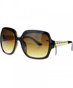 Rectangular Womens Metal Jewel Temple Oversize Rectangular Thick Plastic Butterfly Sunglasses - Black Brown - C511TN38BSF $8.39