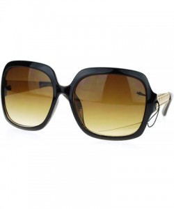 Rectangular Womens Metal Jewel Temple Oversize Rectangular Thick Plastic Butterfly Sunglasses - Black Brown - C511TN38BSF $8.39