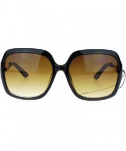 Rectangular Womens Metal Jewel Temple Oversize Rectangular Thick Plastic Butterfly Sunglasses - Black Brown - C511TN38BSF $8.39