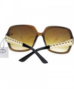 Rectangular Womens Metal Jewel Temple Oversize Rectangular Thick Plastic Butterfly Sunglasses - Black Brown - C511TN38BSF $8.39