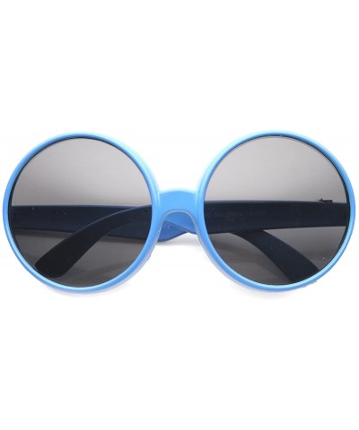 Oversized Women's Oversize Mod Fashion Colorful Circular Large Round Sunglasses 65mm - Blue / Smoke - CG124K94N7T $11.15